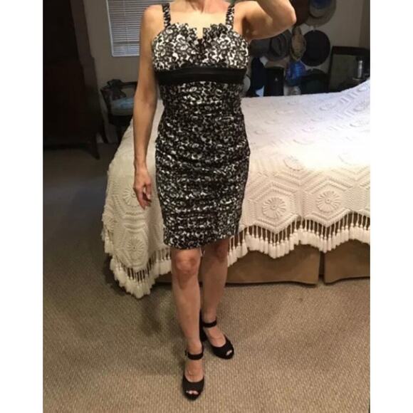 Ruby Rox Black & White Cocktail Body Con Dress Sz 5 Vintage Chic Mint Condition - Picture 7 of 8